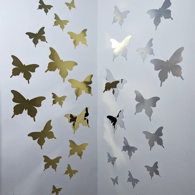 مجموعة 26 مرايا فراشة - علبة ذهبي + علبة فضي