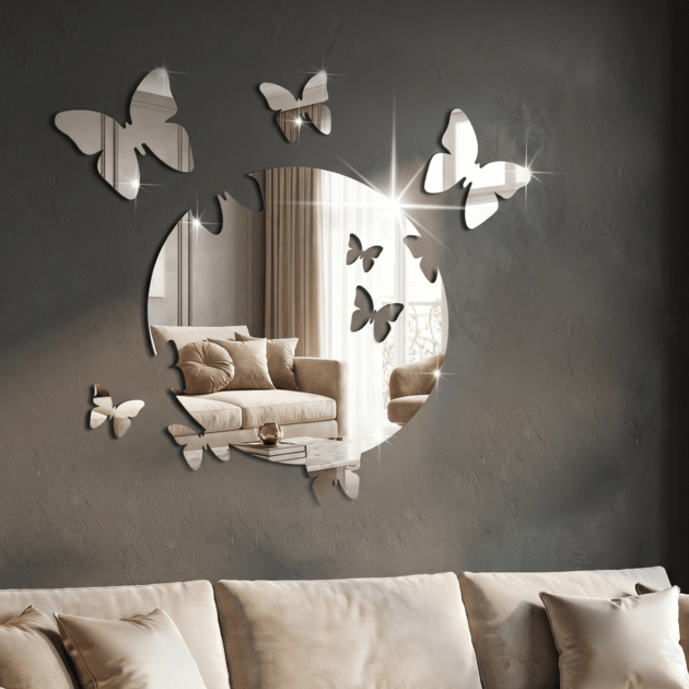 مرآة الدائرية مع الفراشات